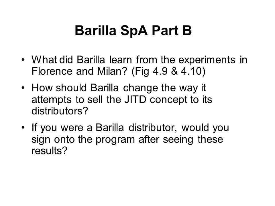 Barilla Spa Case Study Analysis Essay
